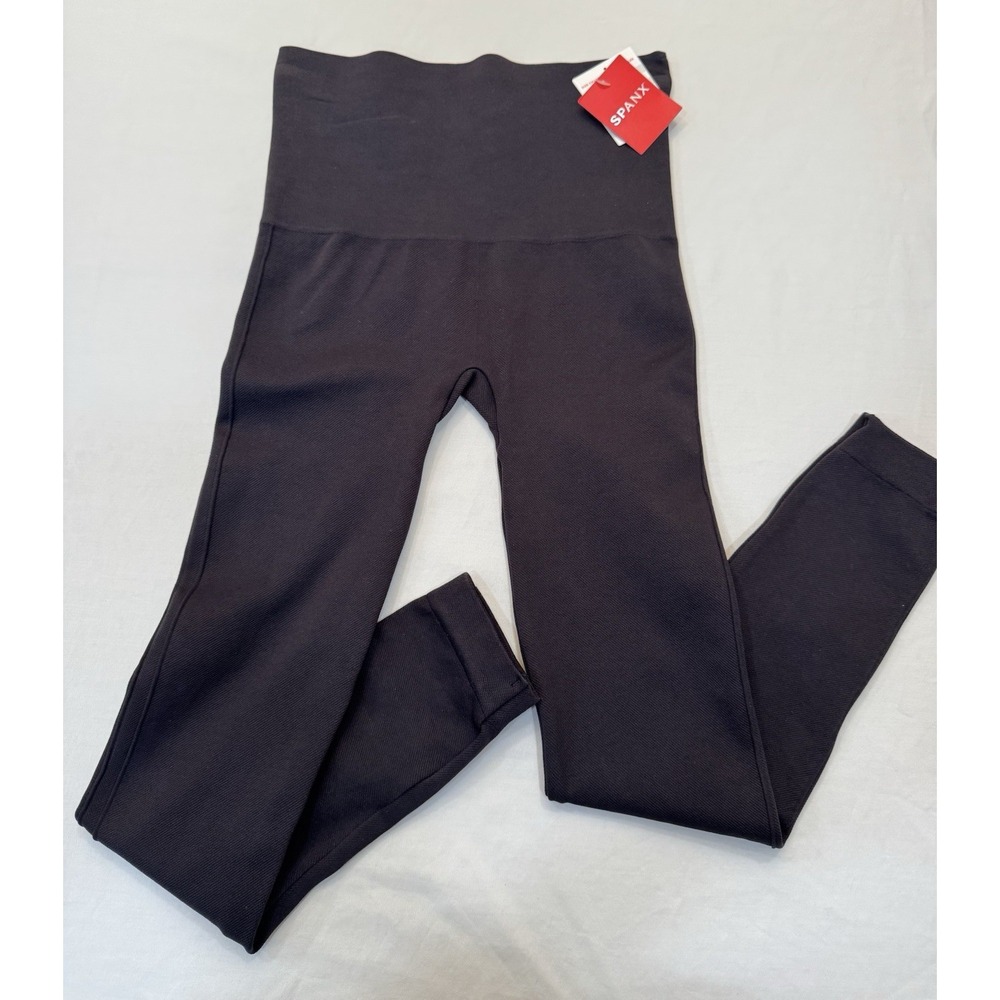 Spanx Leggings Womens Sz S/P Black Look At Me Now Seamless Ankle Shaping Stretch